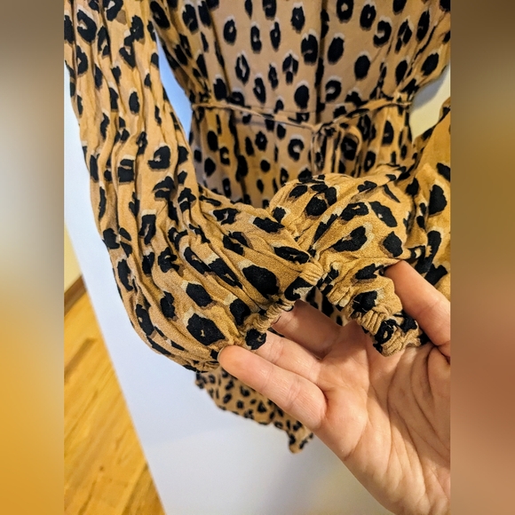 A New Day Cheetah Print Long Sleeve Tie Waist Sheath Dress sz M - Picture 5 of 15